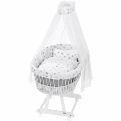 Alvi® Komplettstubenwagen Birthe Weiß 777-9 Sterne Silbergrau