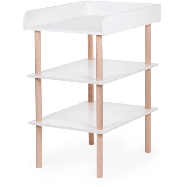 CHILDHOME Wickeltisch Weiß Natur 1 CHILDHOME Wickeltisch Weiß Natur