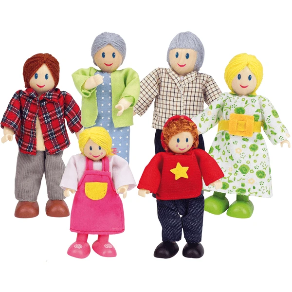 HAPE Puppenfamilie - Helle Hautfarbe 6tlg. 1 HAPE Puppenfamilie - Helle Hautfarbe 6tlg.