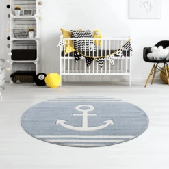 LIVONE Kinderteppich Kids Love Rugs Anker Rund Blau/weiss -Kinder Produkte Geschäft livone kinderteppich kids love rugs anker rund blau weiss a410854 4