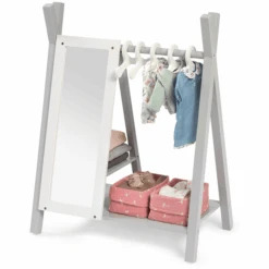 MUSTERKIND® Puppen-Garderobe Viola Grau/weiß
