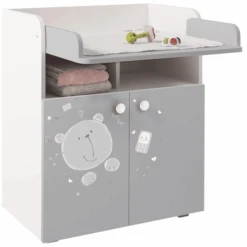 Polini Kids Wickelkommode French Teddy 1270 Weiß-grau