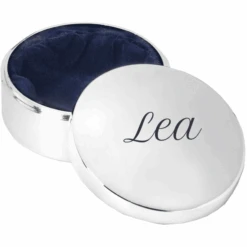 Schnullireich Taufgeschenk Mit Namen Zahndose Rund (Silber) Silber